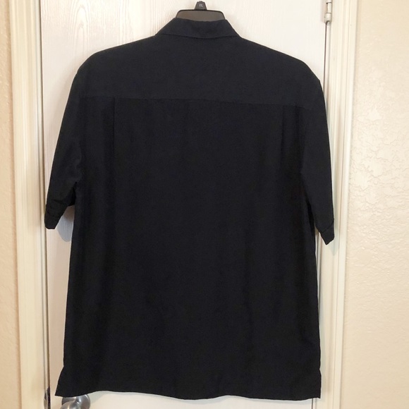 [Havanera] Black Button Down Pocker Print Men’s Shirt Boy’s Night Game Night L - Picture 3 of 9